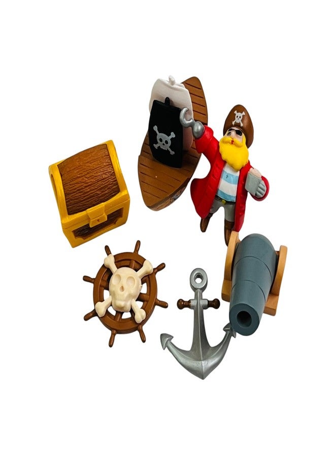Moira Miniature Pirate Themed Decoration Set, 6 Pieces, Includes Ship Wheel, Treasure Chest, Anchor, Barrel and Figurine - Image 1